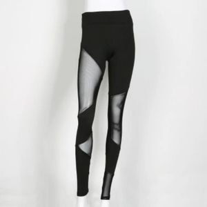 High Waist Fitness Yoga Leggings Mesh Panel